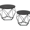 Parya Home Ronde salontafels, set van 2 bijzettafels zwart