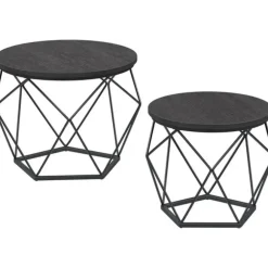 Parya Home Ronde salontafels, set van 2 bijzettafels zwart