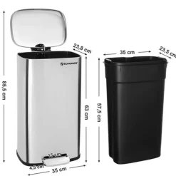 Prullenbakken-Parya Home RVS Pedaalemmer - 30 liter - Rechthoekig