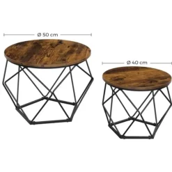 Salontafels-Parya Home salontafel set van 2 salontafels bruin-zwart