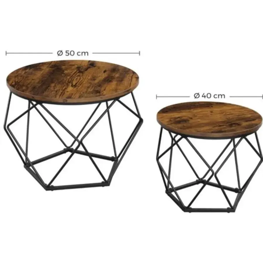 Salontafels-Parya Home salontafel set van 2 salontafels bruin-zwart