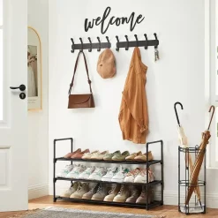 Parya Home schoenenrek met 3-lagen - metalen - zwart
