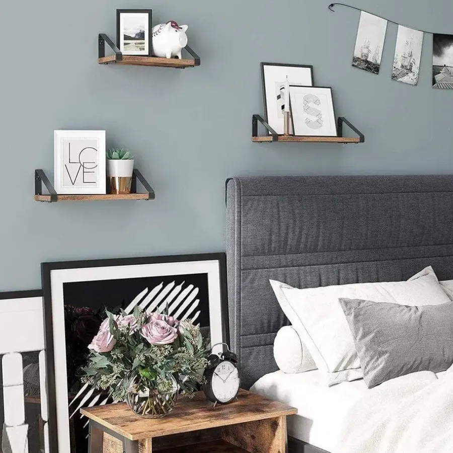 Parya Home Set van 3 Boekenplanken in Vintage Hout Wandplank Industrieel