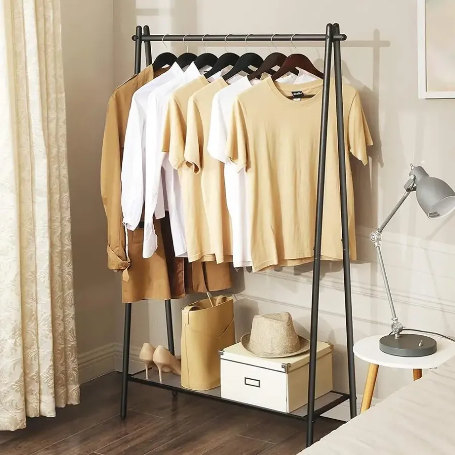 Parya Home Stalen kledingrek met kledingstang - zwart