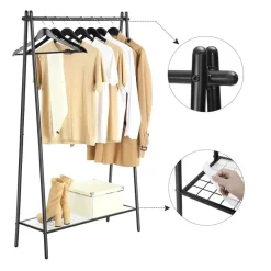 Parya Home Stalen kledingrek met kledingstang - zwart