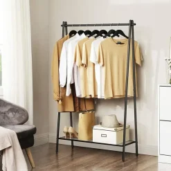 Parya Home Stalen kledingrek met kledingstang - zwart