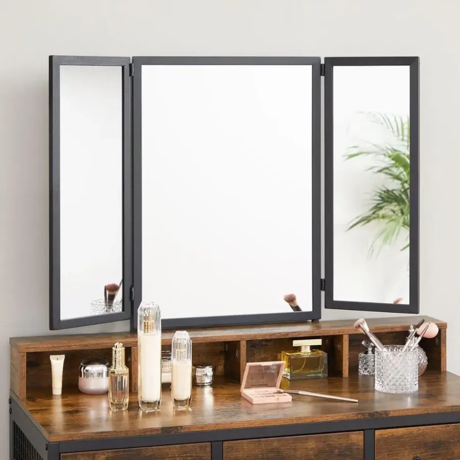 Parya Home Vintage Kaptafel met 3-delige met klapspiegel