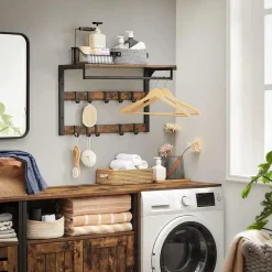 Parya Home wandkapstok, wandplank met 10 afneembare haken