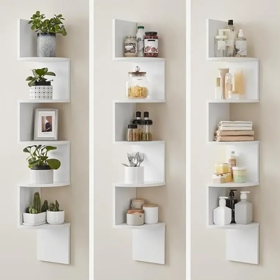 Wandplanken-Parya Home Wandplank - 5 planken - Vintage - Wit