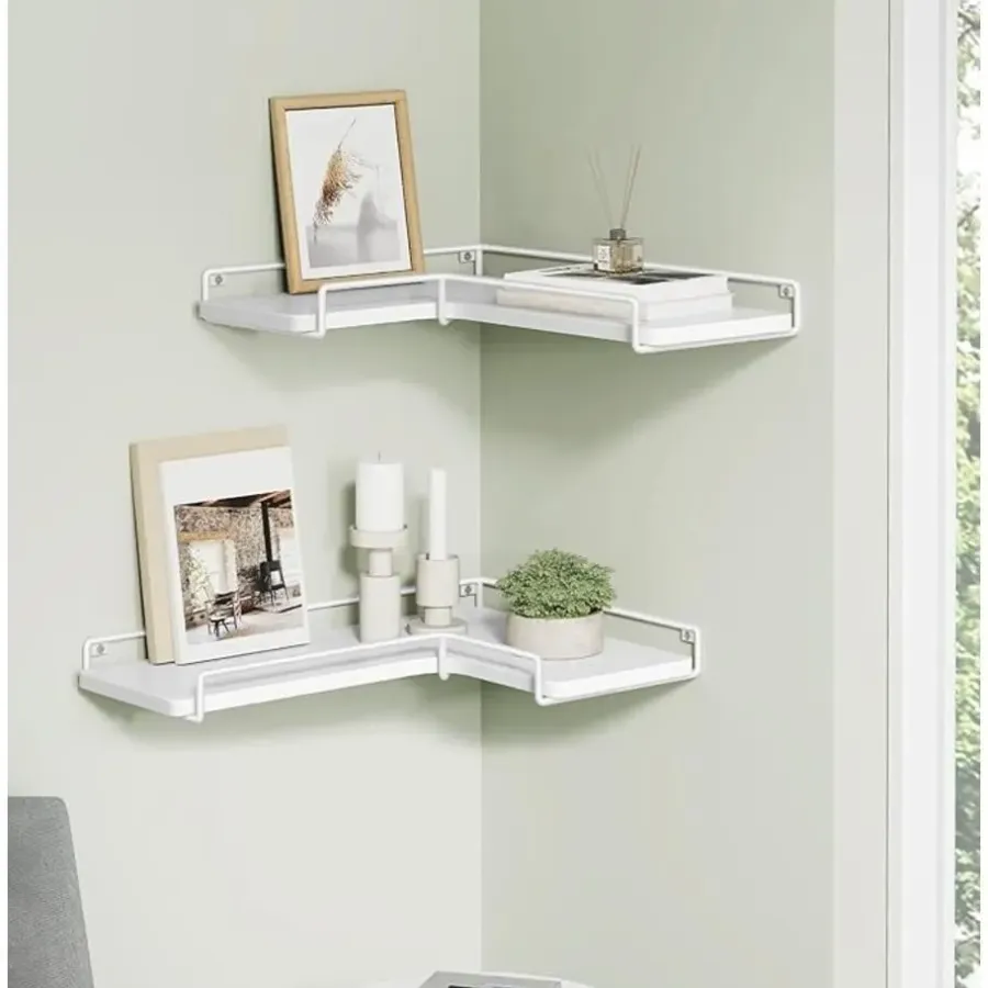 Parya Home zwevende planken, set van 2, L-vormige hoekplanken