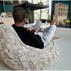 Zitzakken-Parya Stoel Zitzak Bont - Zitzakfauteuil - Woonkamerzitzak - Grijs - Senior