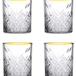 Pasabahce Tumbler met gouden rand Timeless 35.5 cl - Transparant Goud 4 stuk(s)