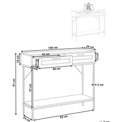 Sidetables-Beliani PASCO - Consoletafel - Lichte houtkleur - Rotan