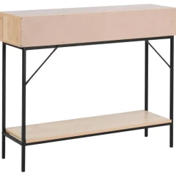 Sidetables-Beliani PASCO - Consoletafel - Lichte houtkleur - Rotan