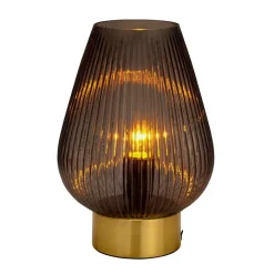 Tafellampen-Pauleen Crystal Gloom Tafellamp - E14 - Rookglas/Messing