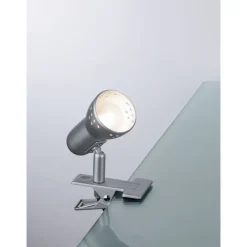 Tafellampen|Bureaulampen-Paulmann Klemspot Gryps - 40W - E14 - Dimbaar - Geborsteld staal