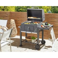Beliani PAVLOF - Houtskoolgrill - Grijs - Staal
