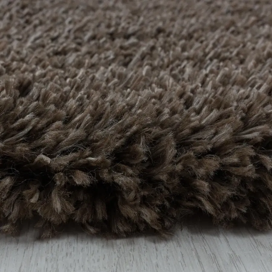 Vloerkleden|Hoogpolige Vloerkleden-Muratap Pearl Soft Rond Hoogpolig Vloerkleed Bruin - 200 CM ROND