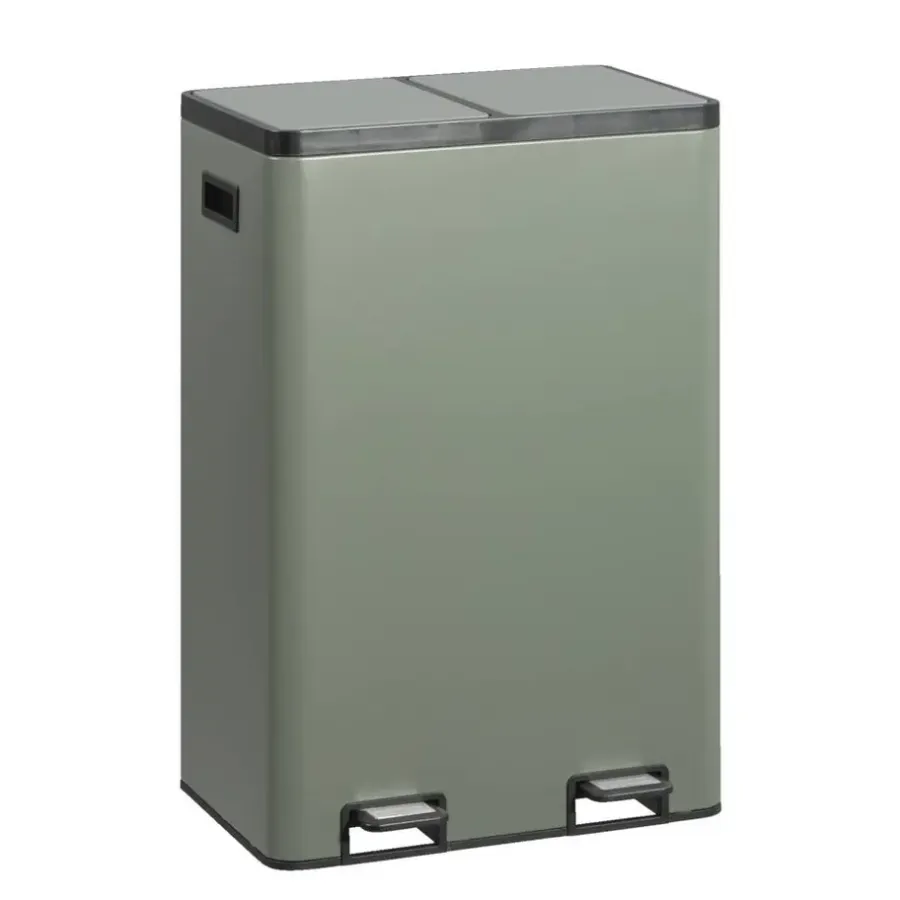 Prullenbakken-Leen Bakker Pedaalemmer Duo - groen - metaal - 60 liter