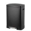 Leen Bakker Pedaalemmer duo Paco - zwart metaal - 25 + 15 liter - 64,5 cm