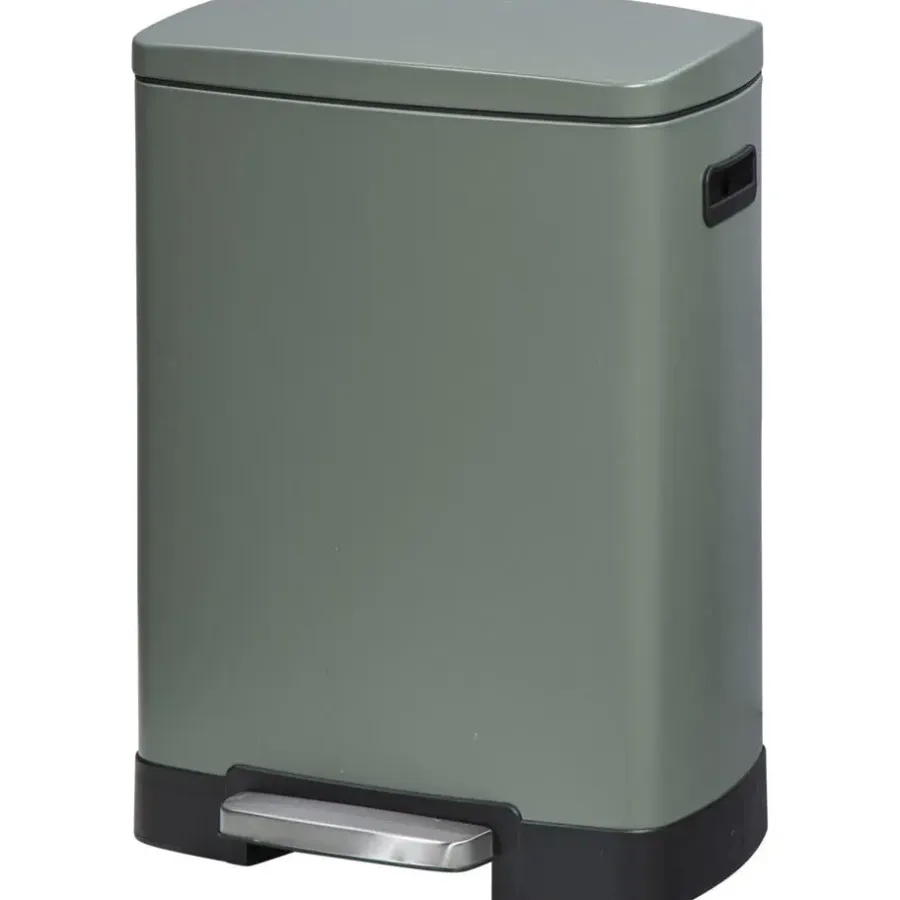 Leen Bakker Pedaalemmer Paco - groen metaal - 25L+15L