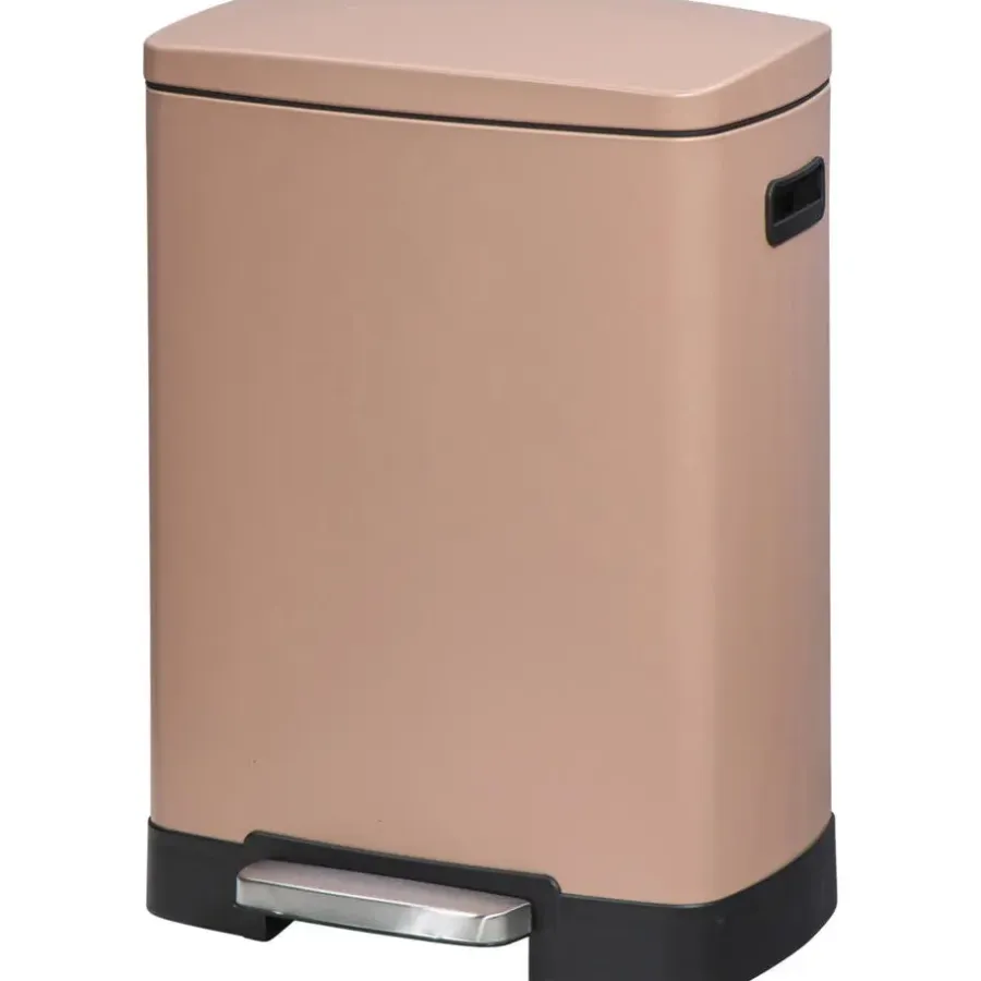 Prullenbakken-Leen Bakker Pedaalemmer Paco - roze metaal - 25L+15L