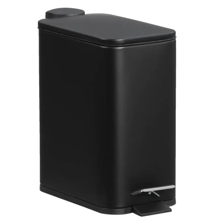 Leen Bakker Pedaalemmer Slim - 5 liter - zwart - 28,9x14x28,3 cm