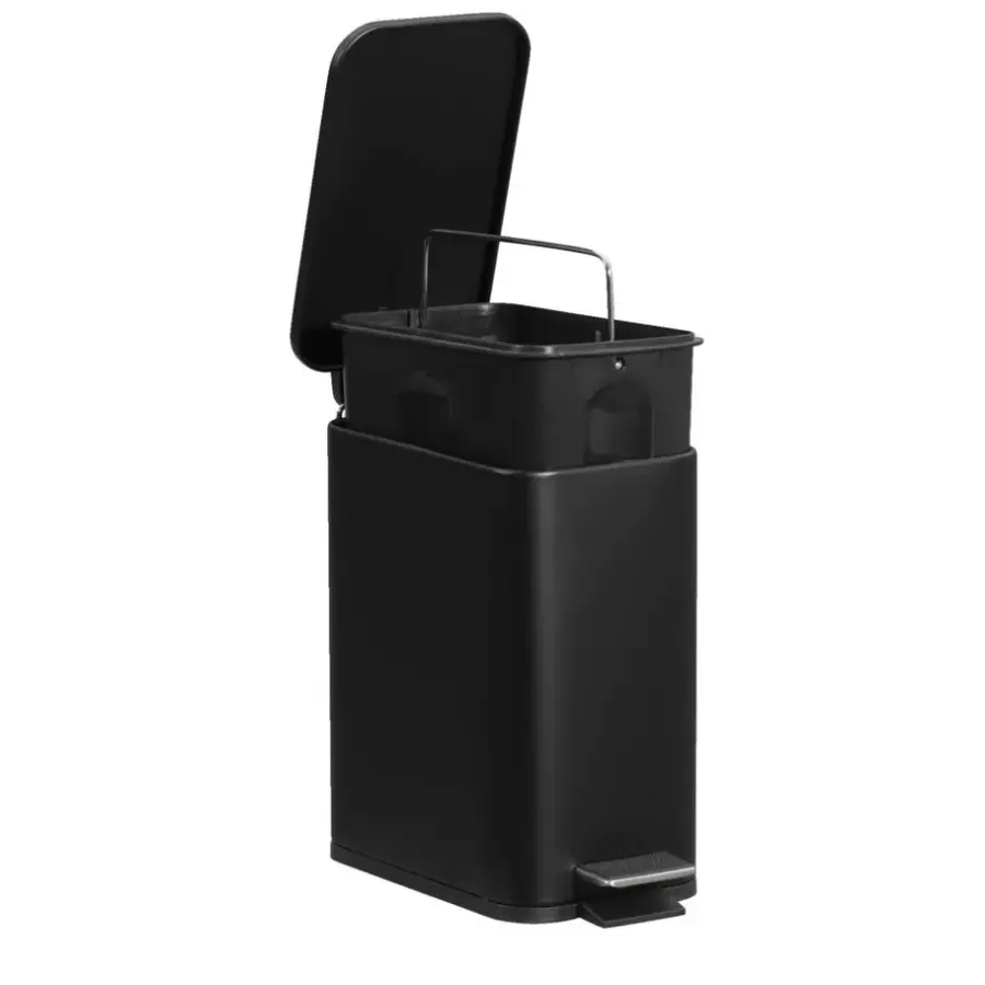 Leen Bakker Pedaalemmer Slim - 5 liter - zwart - 28,9x14x28,3 cm