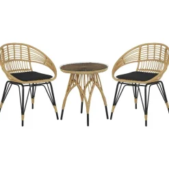 Bistro- & Balkonsets-Beliani PELLARO - Bistroset voor 2 - Natuurlijk - PE rotan
