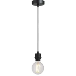 Leen Bakker Pendel hanglamp zwart met schroefdraad voor kap - E27 - 100 cm