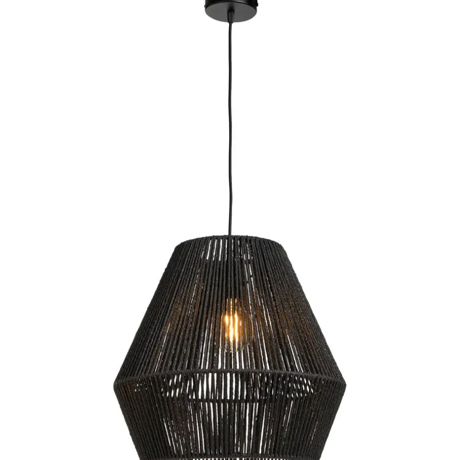 Leen Bakker Pendel hanglamp zwart met schroefdraad voor kap - E27 - 100 cm