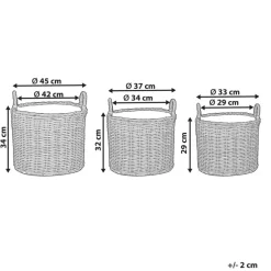 Bloempotten-Beliani PENDULA - Bloempot set van 3 - Bruin - PE rotan