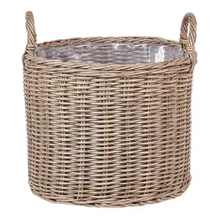 Bloempotten-Beliani PENDULA - Bloempot set van 3 - Bruin - PE rotan