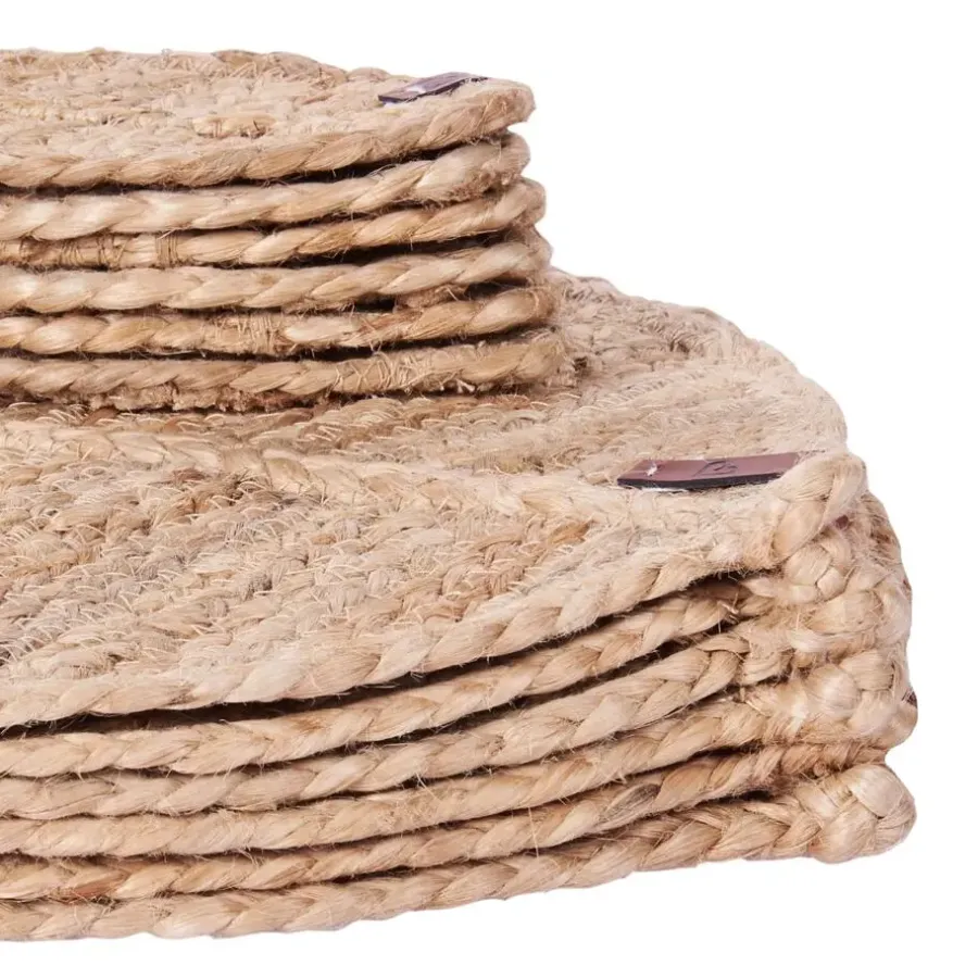 Leen Bakker PEPPERLEAF - Set van 12 placemats en onderzetters - Natuurlijk - Jute