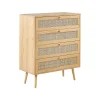 Ladekasten|Ladekasten-Beliani PEROTE - Commode - Lichte houtkleur - Rotan