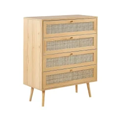 Ladekasten|Ladekasten-Beliani PEROTE - Commode - Lichte houtkleur - Rotan