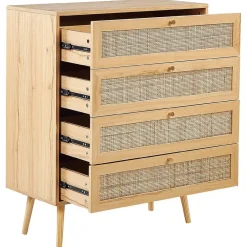 Ladekasten|Ladekasten-Beliani PEROTE - Commode - Lichte houtkleur - Rotan