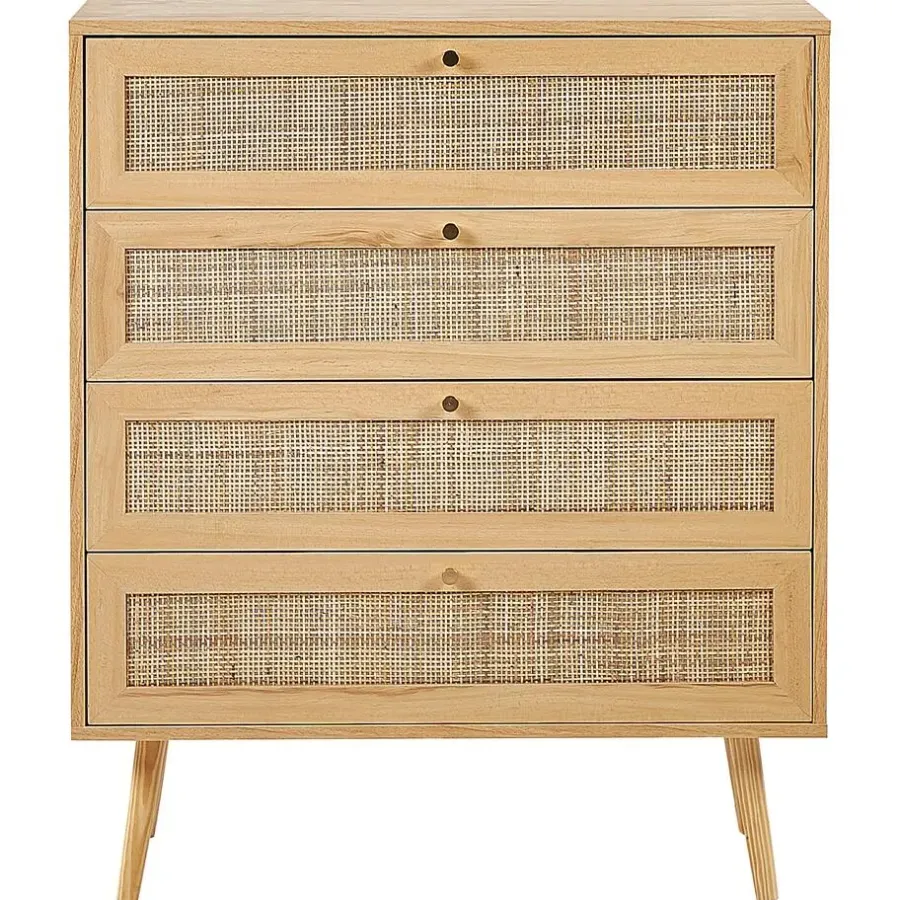 Ladekasten|Ladekasten-Beliani PEROTE - Commode - Lichte houtkleur - Rotan