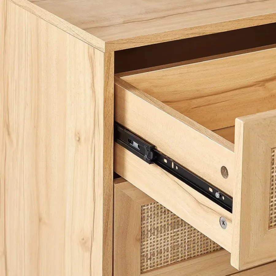 Ladekasten|Ladekasten-Beliani PEROTE - Commode - Lichte houtkleur - Rotan