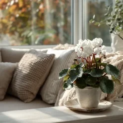 Plant in a Box Perzisch cyclaam - Set van 3 - Cyclamen 'Metis White' - Hoogte 10-20cm - ⌀9cm
