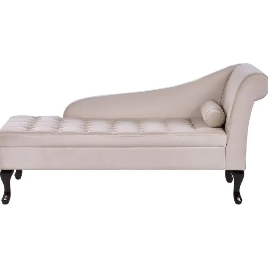 Loveseats-Beliani PESSAC - Chaise longue - Beige - Rechterzijde - Fluweel