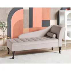 Loveseats-Beliani PESSAC - Chaise longue - Beige - Rechterzijde - Fluweel