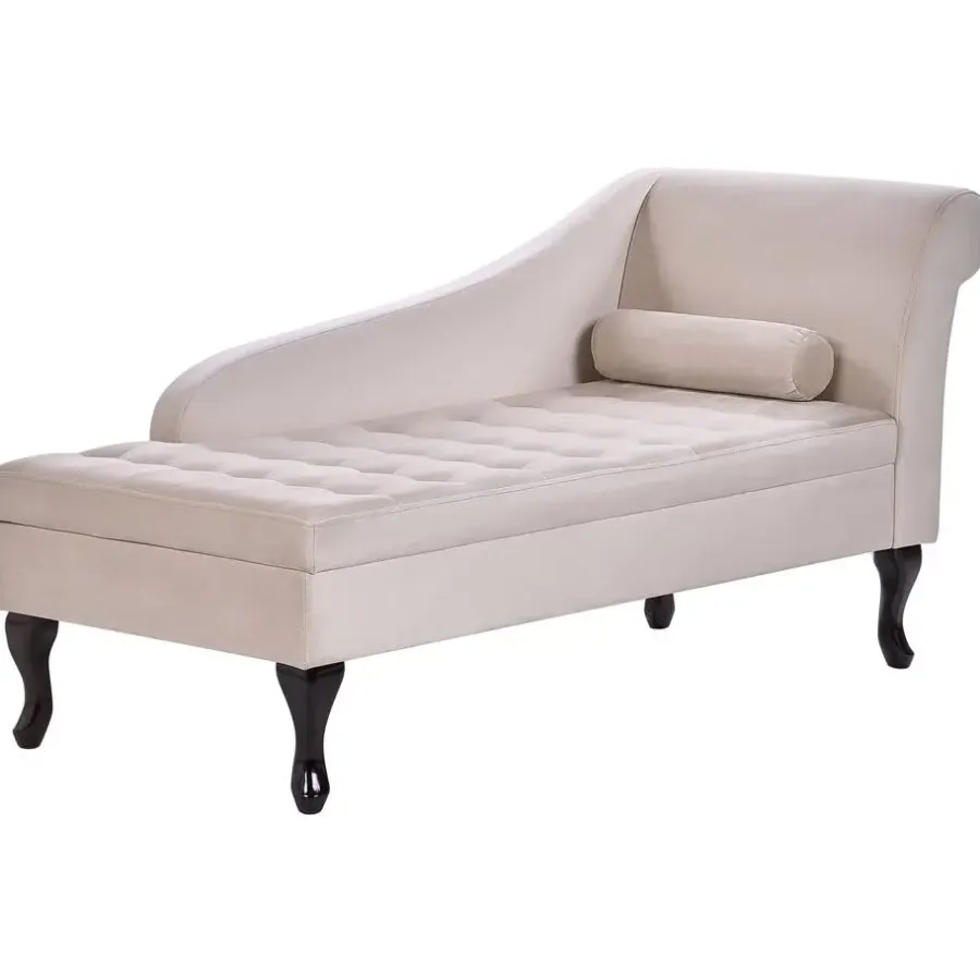 Loveseats-Beliani PESSAC - Chaise longue - Beige - Rechterzijde - Fluweel