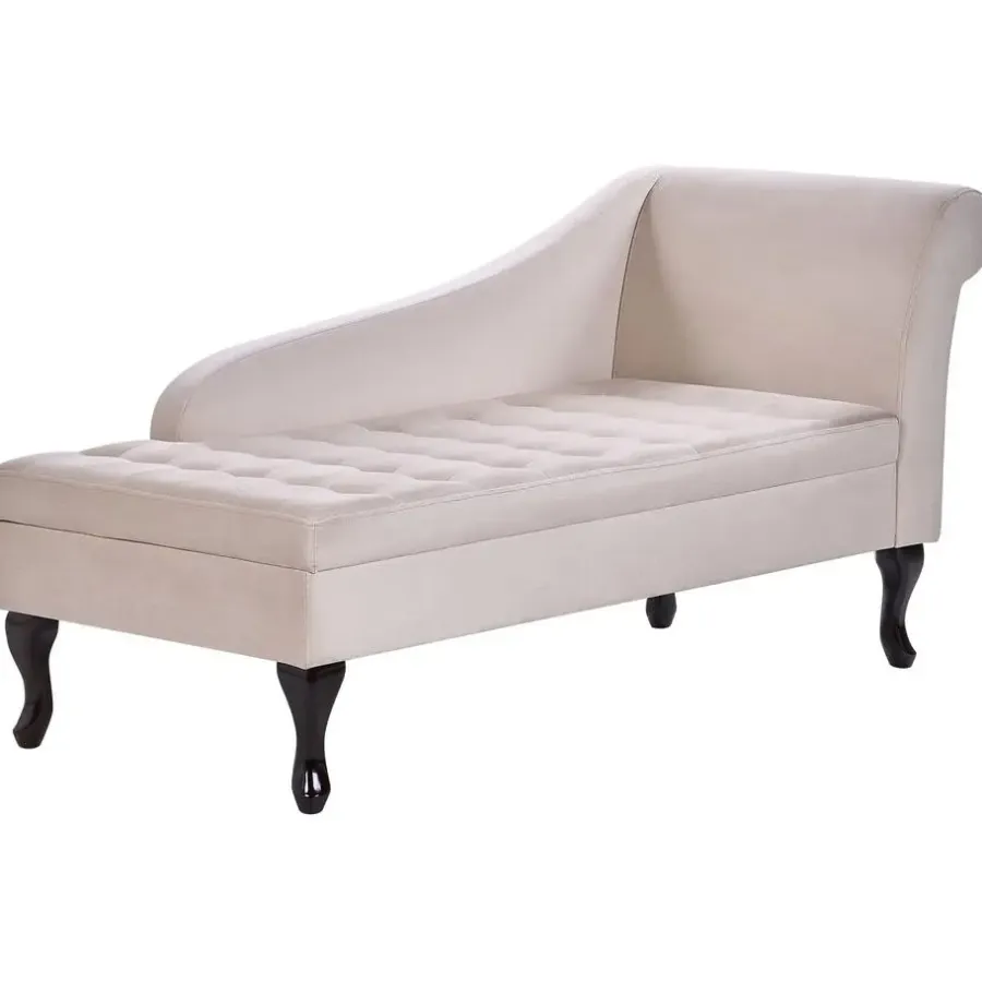 Loveseats-Beliani PESSAC - Chaise longue - Beige - Rechterzijde - Fluweel