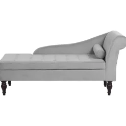 Beliani PESSAC - Chaise longue - Grijs - Rechterzijde - Fluweel