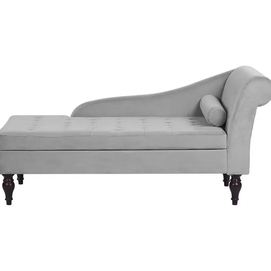 Beliani PESSAC - Chaise longue - Grijs - Rechterzijde - Fluweel