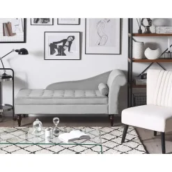 Beliani PESSAC - Chaise longue - Grijs - Rechterzijde - Fluweel