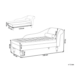 Beliani PESSAC - Chaise longue - Grijs - Rechterzijde - Fluweel