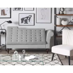 Beliani PESSAC - Chaise longue - Grijs - Rechterzijde - Fluweel