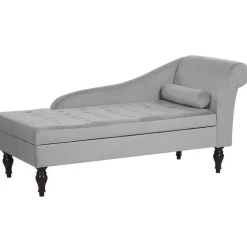 Beliani PESSAC - Chaise longue - Grijs - Rechterzijde - Fluweel